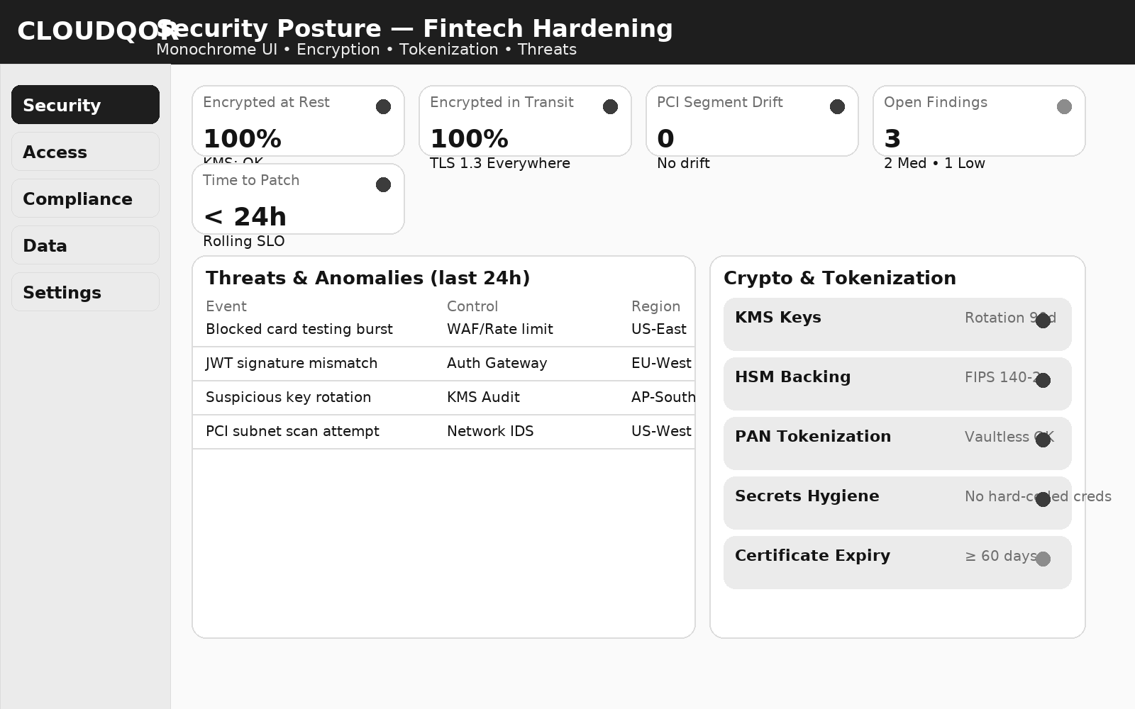 Fintech hardening UI